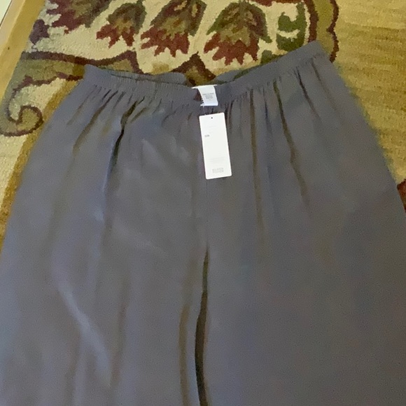 EILEEN FISHER Size Large Classics 100% SILK Pull-On Elastic Waist Flatfront NEW - Picture 6 of 15